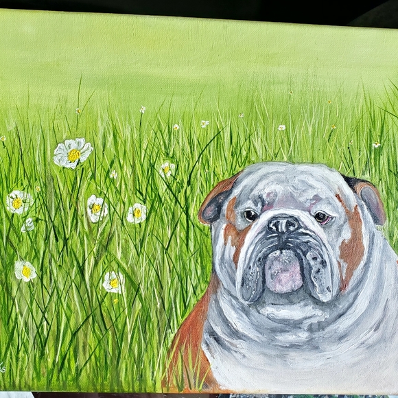 Original Oil Painting  11 x 14 English Bull dog - Picture 2 of 2